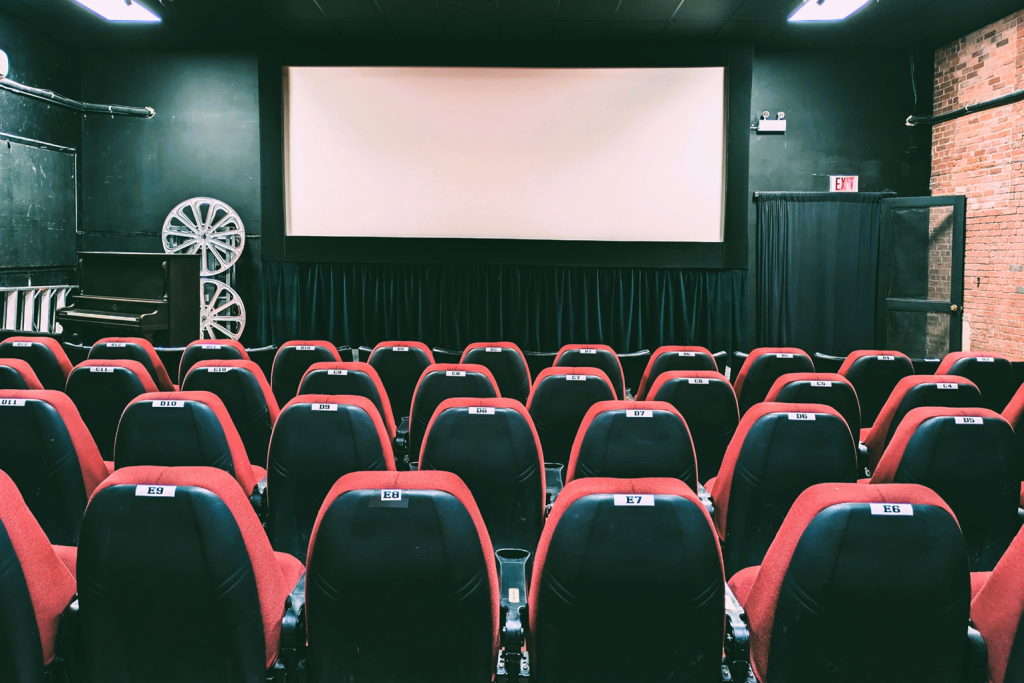 seats facing the city cinema screen