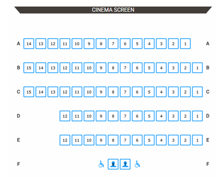 seat map of our 72 seat cinema